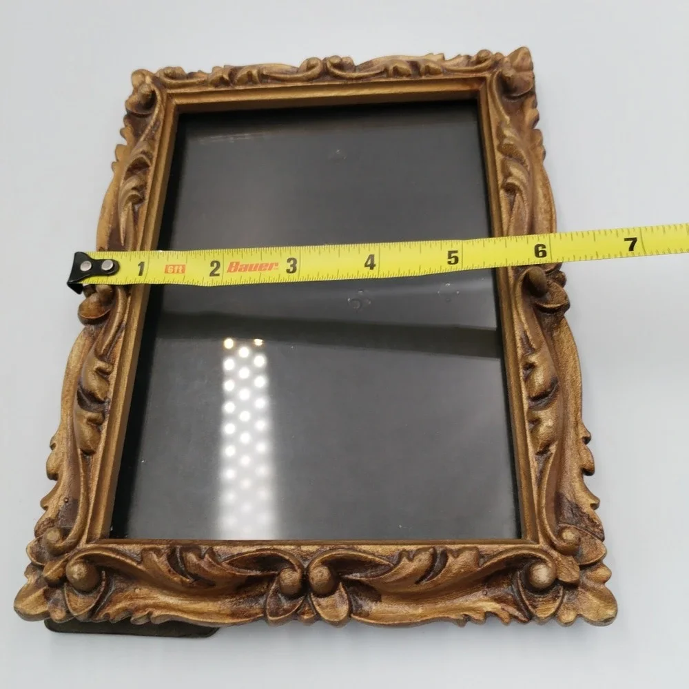 Vintage Ornate Gold Picture Frame 5x7 Baroque Rococo Scroll Resin Tabletop Wall